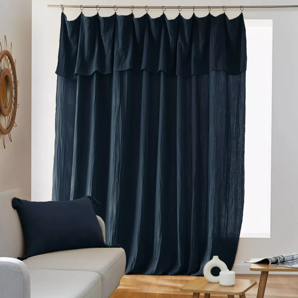 Tenda garza di cotone regolabile (280 x max 300 cm) Gaïa Blu notte