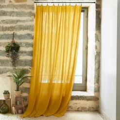Tenda garza di cotone regolabile (180 x max 300 cm) Gaïa Giallo zafferano