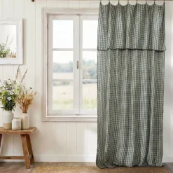 Tenda garza di cotone regolabile (140 x max 300 cm) Gaïa vichy Verde rosmarino