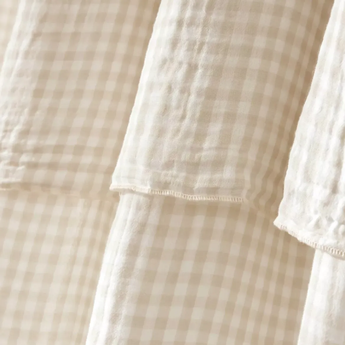 Tenda garza di cotone regolabile (140 x max 300 cm) Gaïa vichy Beige