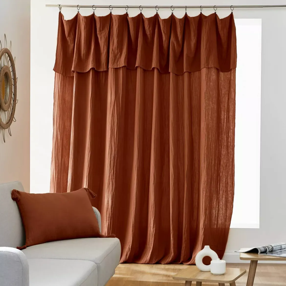 Tenda garza di cotone regolabile (280 x max 300 cm) Gaïa Terracotta