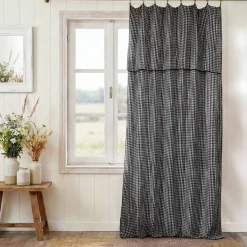 Tenda garza di cotone regolabile (140 x max 300 cm) Gaïa vichy Nero