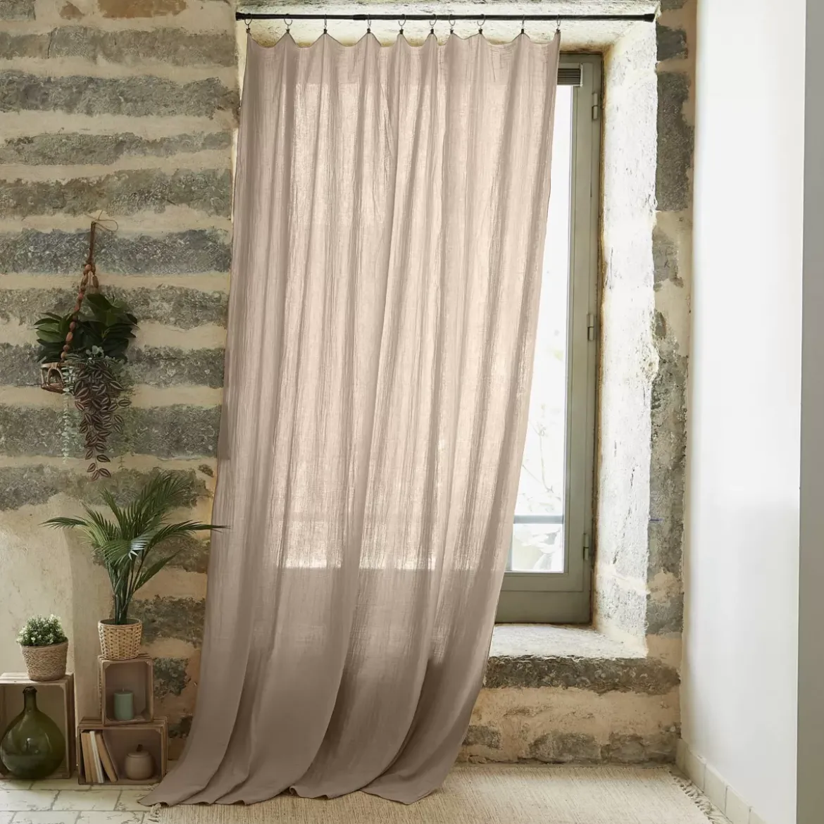 Tenda garza di cotone regolabile (180 x max 300 cm) Gaïa Marrone corda