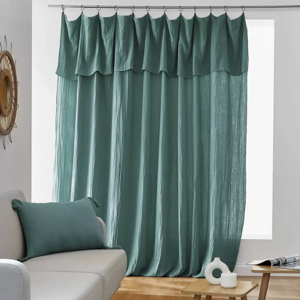 Tenda garza di cotone regolabile (280 x max 300 cm) Gaïa Blu anatra