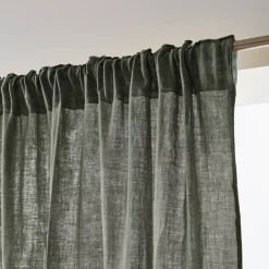 Tenda in garza di cotone a passanti nascosti (140 x 240 cm) Gaïa Verde rosmarino