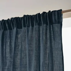 Tenda in garza di cotone a passanti nascosti (140 x 240 cm) Gaïa Blu notte