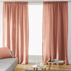 Tenda in garza di cotone a passanti nascosti (140 x 240 cm) Gaïa Rosa pesca
