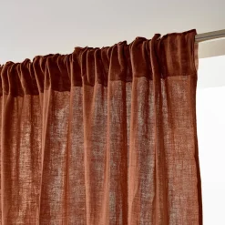Tenda in garza di cotone a passanti nascosti (140 x 240 cm) Gaïa Terracotta