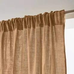 Tenda in garza di cotone a passanti nascosti (180 x 240 cm) Gaïa Camel