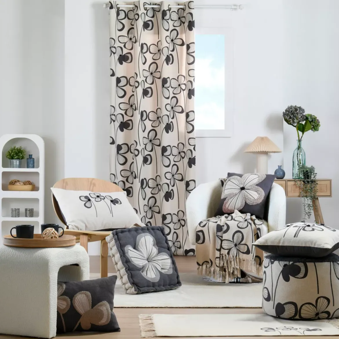 Tenda in cotone (140 x 260 cm) Tilda Grigio