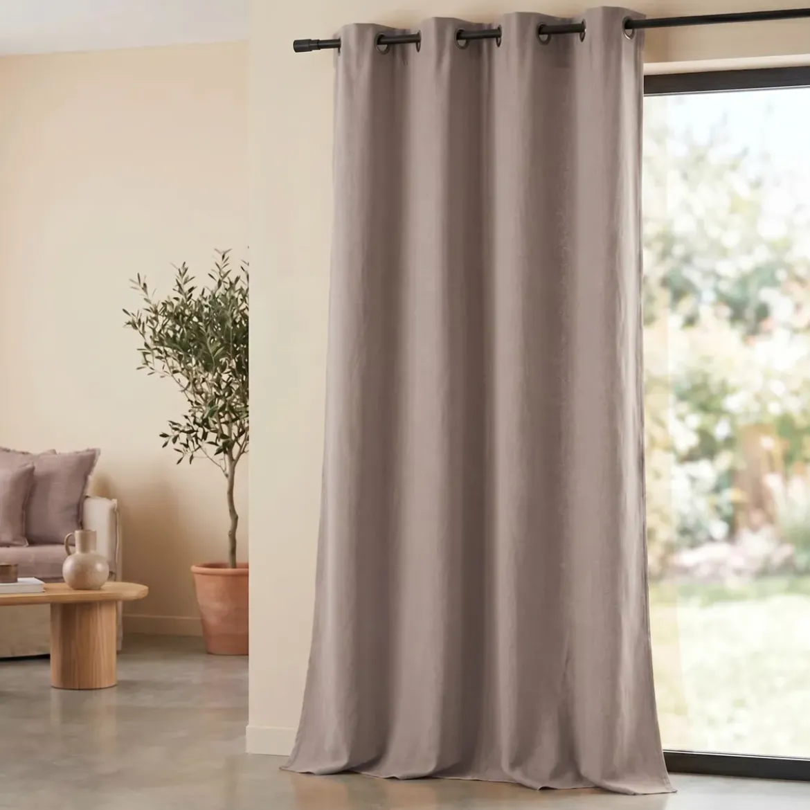 Tenda in cotone tessuto (140 x 260 cm) Monaco Beige