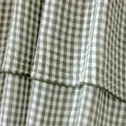 Tenda in doppio voile di cotone regolabile (140 x max 180 cm) Gaïa vichy Verde rosmarino