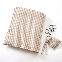 Tenda in garza di cotone regolabile (140 x max 180 cm) Gaïa vichy Corda