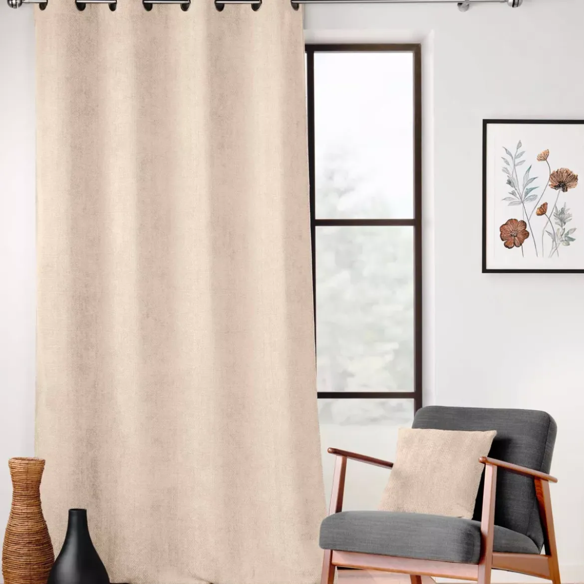 Tenda in velluto chenille (140 x 260 cm) Leo Ecru