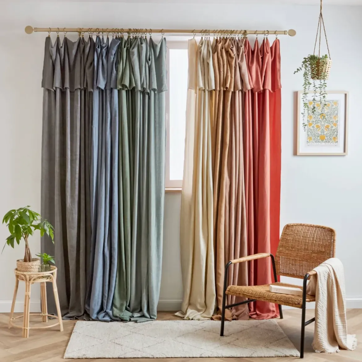 Tenda lyocell Tencel™ regolabile (140 x max 270 cm) Olivia Camel
