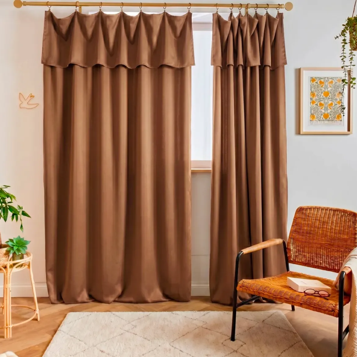 Tenda lyocell Tencel™ regolabile (140 x max 270 cm) Olivia Camel