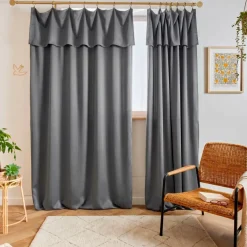 Tenda lyocell Tencel™ regolabile (140 x max 270 cm) Olivia Grigio granito