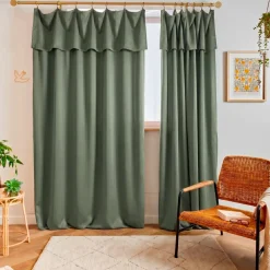 Tenda lyocell Tencel™ regolabile (140 x max 270 cm) Olivia Verde rosmarino