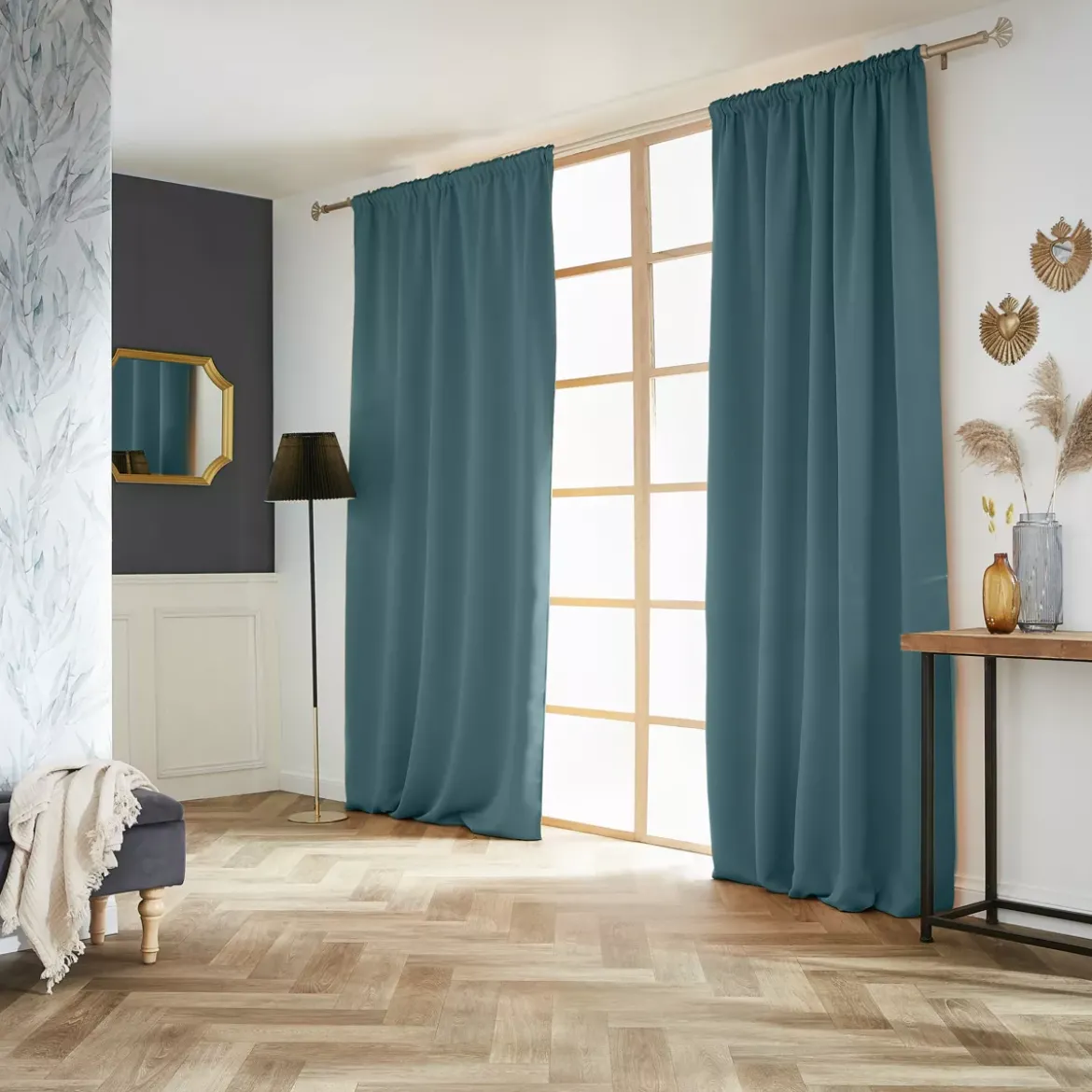 Tenda oscurante a passanti nascosti (140 x 260 cm) Dark Blu ottanio