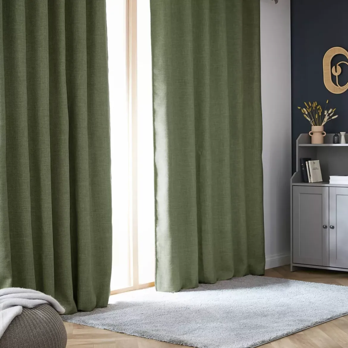 Tenda oscurante termica con passanti nascosti (180 x 260 cm) Alba Verde cachi