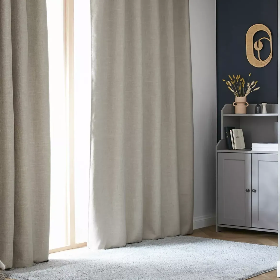 Tenda oscurante termica con passanti nascosti (180 x 260 cm) Alba Tortora