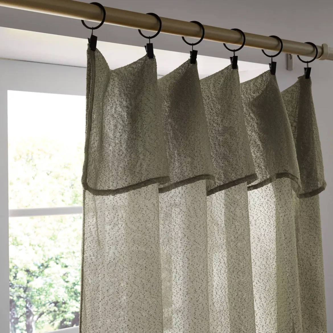 Tenda regolabile bouclé (140 x max 300 cm) Eliott Verde cachi