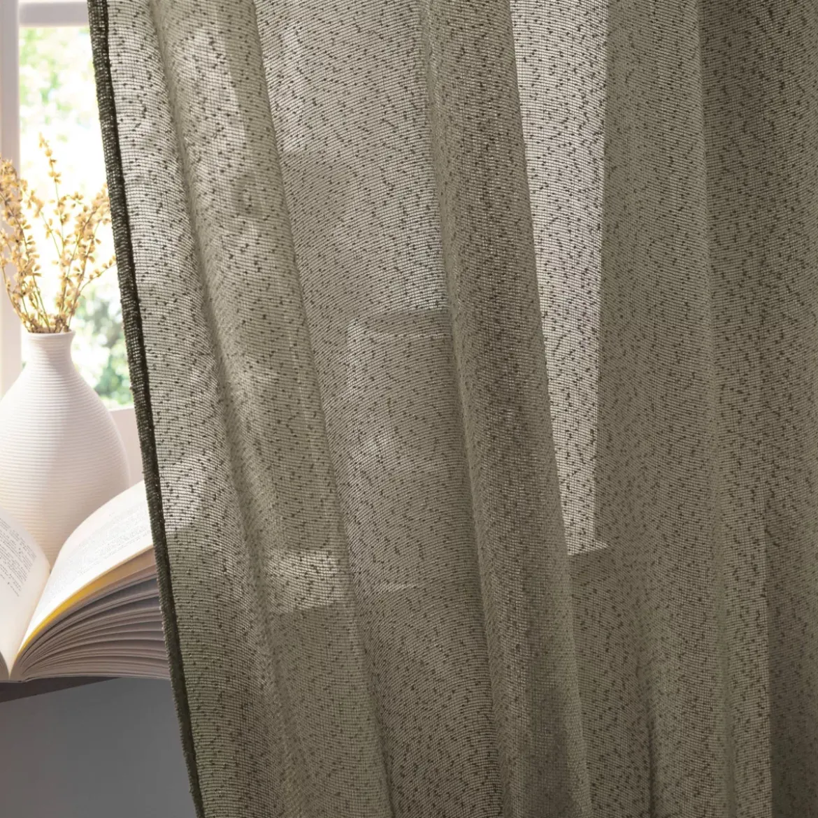 Tenda regolabile bouclé (140 x max 300 cm) Eliott Verde cachi