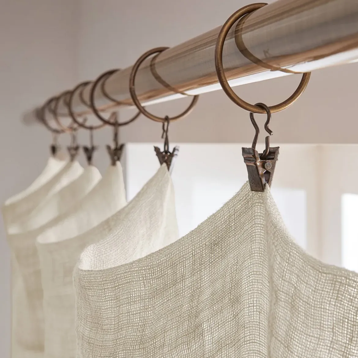 Tenda regolabile in lino lavato (140 x max 270 cm) Louise Beige