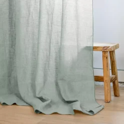 Tenda regolabile lino lavato (140 x max 270 cm) Louise Verde eucalipto