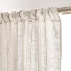 Tenda trasparente con nastri arricciati effetto lino (140 x 240 cm) Robin Beige