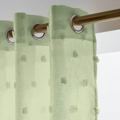 Tenda trasparente con occhielli pon pon (140 x 240 cm) Emie Verde acqua