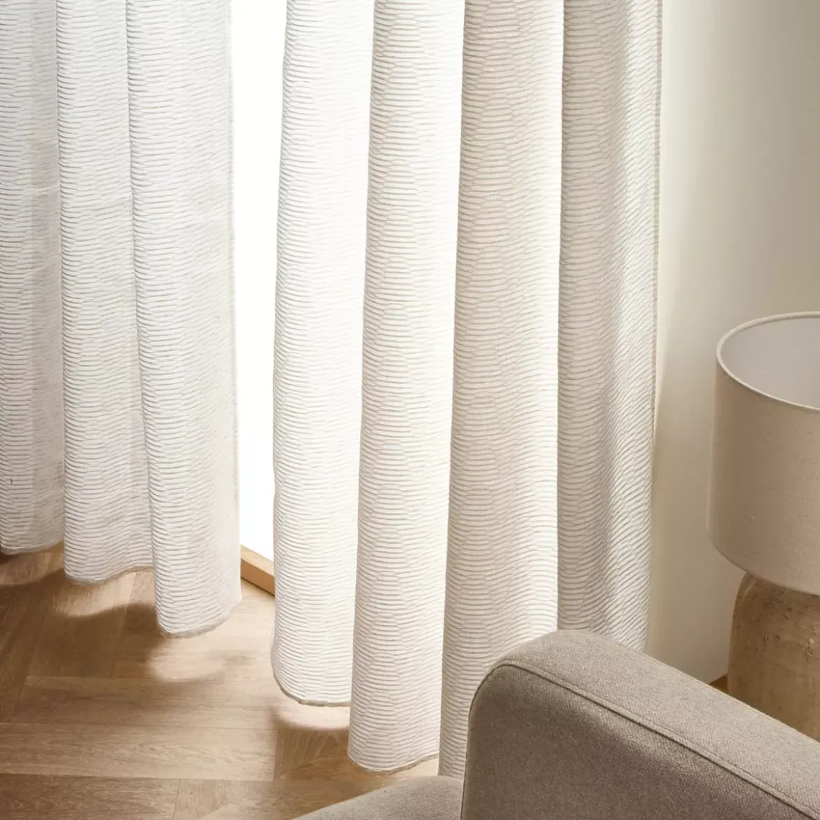 Tenda trasparente con occhielli (140 x 280 cm) Maël Beige