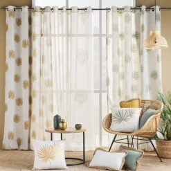 Tenda trasparente con occhielli (140 x 240 cm) Lotus Beige