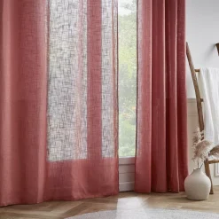 Tenda trasparente con occhielli effetto lino (140 x 240 cm) Robin Terracotta