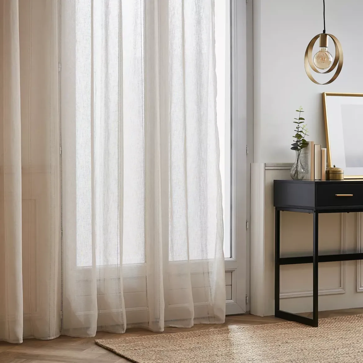 Tenda trasparente con occhielli (280 x 240 cm) Leontine Beige