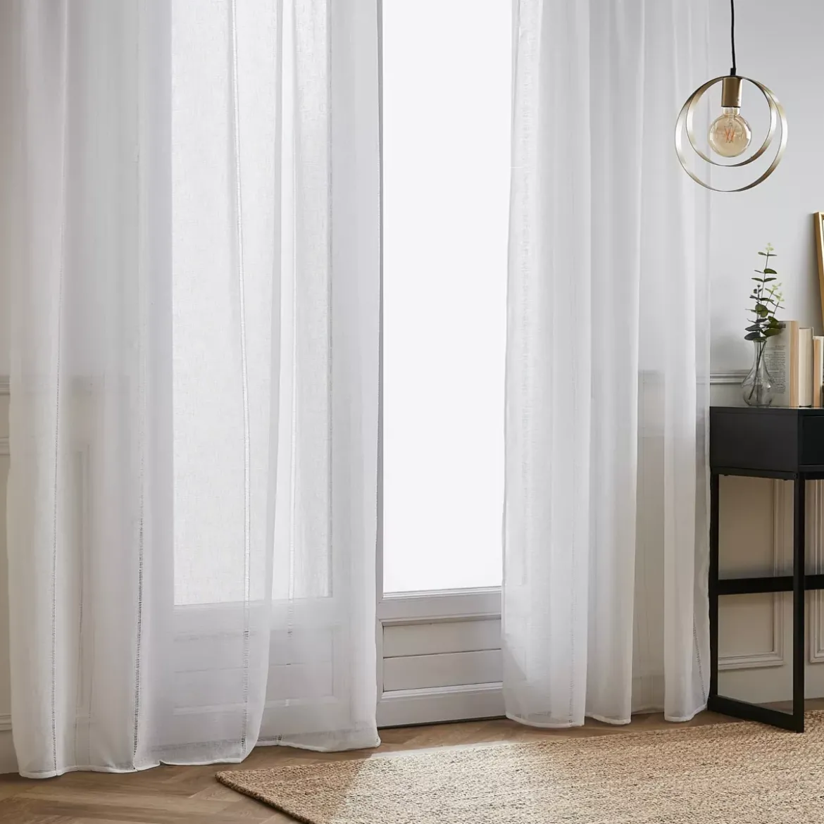Tenda trasparente con occhielli (140 x 240 cm) Leontine Bianco