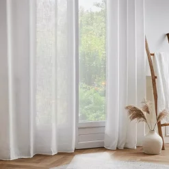 Tenda trasparente con occhielli effetto lino (140 x 240 cm) Robin Bianco