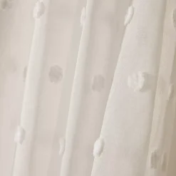 Tenda trasparente con occhielli e pon pon (280 x 240 cm) Emie Beige
