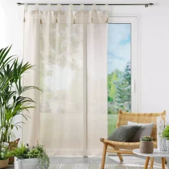 Tenda trasparente con passanti (140 x 240 cm) Dalila Ecru