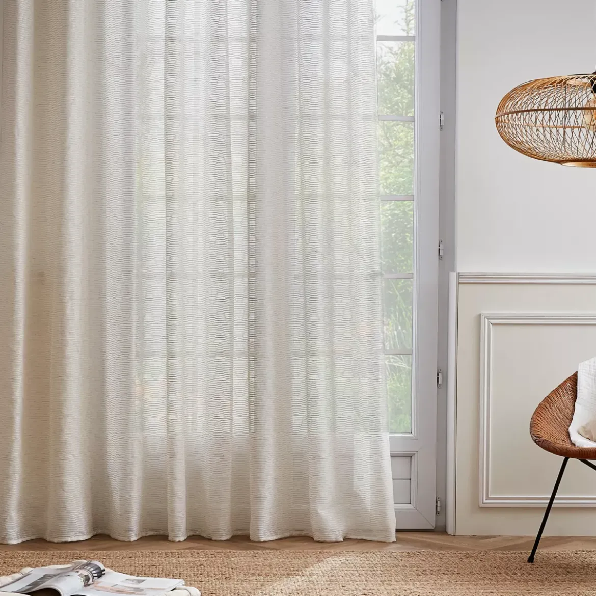 Tenda trasparente con passanti nascosti (280 x 240 cm) Maël Beige