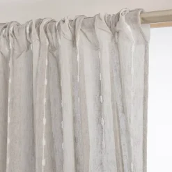 Tenda trasparente con passanti nascosti e pon pon (280 x 240 cm) Axel Beige