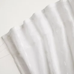 Tenda trasparente con passanti nascosti e pon pon (140 x 240 cm) Axel Bianco