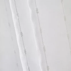 Tenda trasparente con passanti nascosti e pon pon (140 x 240 cm) Axel Bianco