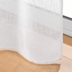 Tenda trasparente effetto lino tessuto passanti nascosti (90 x 200 cm) Haltona Bianco