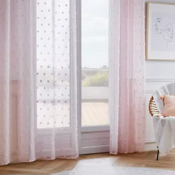 Tenda trasparente occhielli pon pon (140 x 280 cm) Emie Rosa