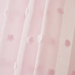 Tenda trasparente occhielli pon pon (140 x 280 cm) Emie Rosa