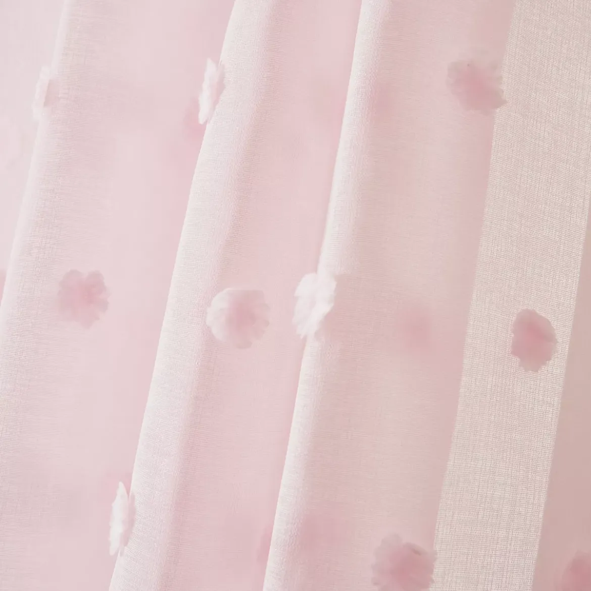 Tenda trasparente occhielli pon pon (140 x 280 cm) Emie Rosa