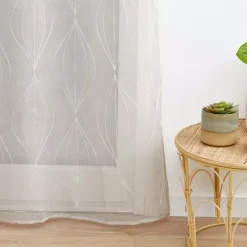 Tenda trasparente ricamata (140 x 240 cm) Galactée Tortora