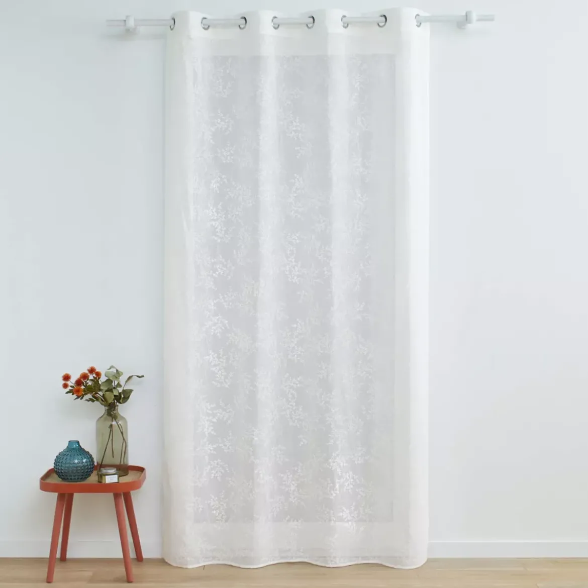 Tenda trasparente tessuta (140 x 280 cm) Karla Bianco