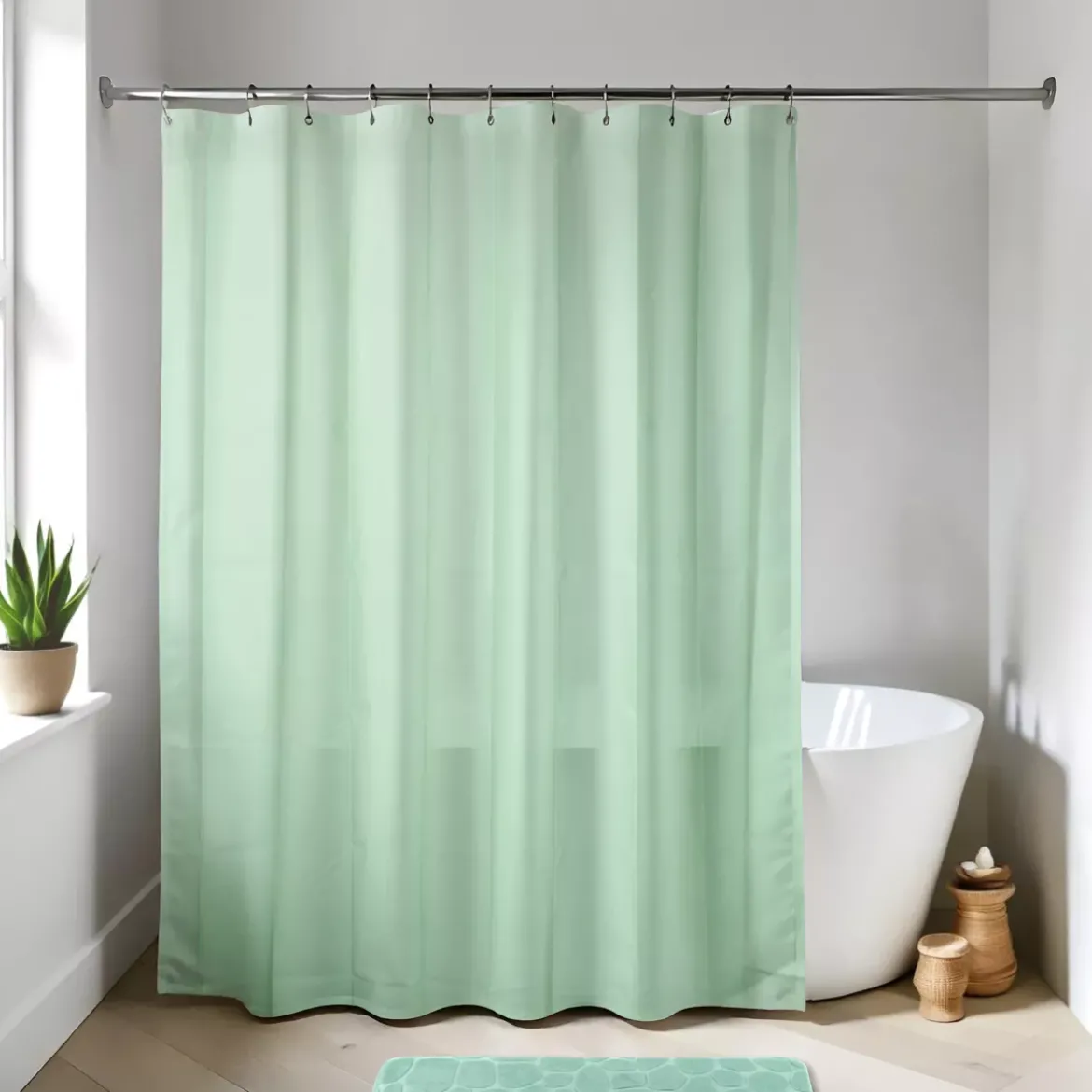 Tenda da doccia ad anelli (180 x 200 cm) Unita Verde mandorla